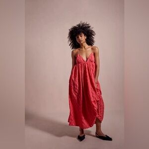 NWT! RARE! Free People Primmy Midi Dress, SZ Small in Ice Coral